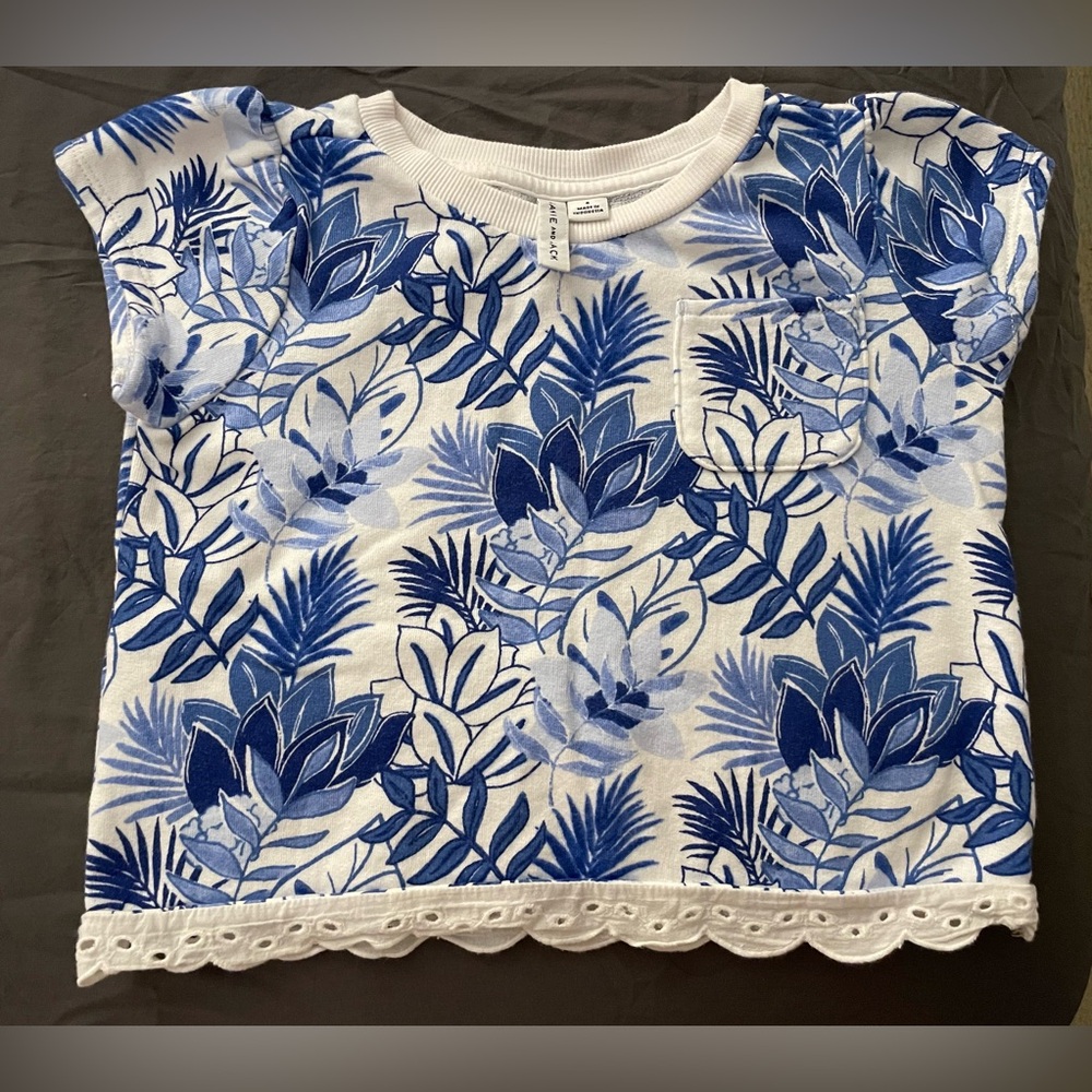 Janie and Jack Crop Blue Floral Kids Shirt